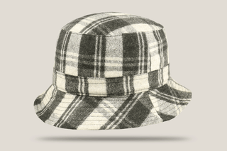 Black Plaid Wool Blend Drop Brim Bucket Hat Hills Hats