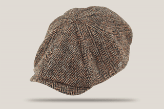 Lewis Herringbone Harris Wool Tweed Paperboy Cap