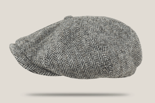Lewis Herringbone Harris Wool Tweed Paperboy Cap