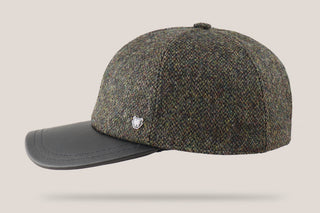Wool Tweed and Leather Baseball Cap Hills Hats