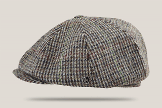 Houndstooth Overcheck English Wool Tweed Caddy Cap