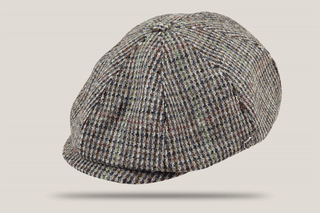 Houndstooth Overcheck English Wool Tweed Caddy Cap
