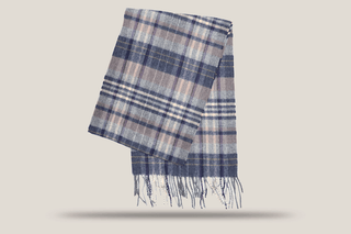 Wool Plaid Scarf Hills Hats Navy