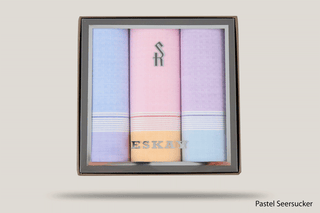 Eskay Gift Boxed Ladies Hankies 3pk Hills Hats Pastel Seersucker