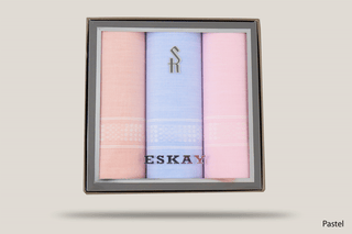 Eskay Gift Boxed Ladies Hankies 3pk Hills Hats Pastel
