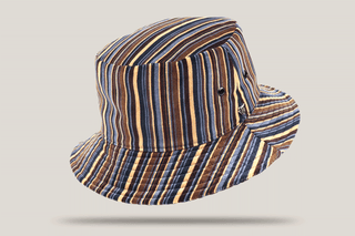 Velvet Striped Drop Brim Bucket Hat