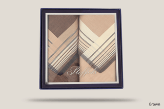 Stoffels Gift Boxed Superfine Hankies 2pk Hills Hats Brown
