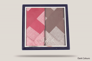 Stoffels Gift Boxed Superfine Hankies 2pk Hills Hats Dark Colours