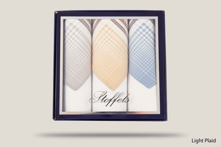 Stoffels Gift Boxed Superfine Hankies 3pk Hills Hats Light Plaid