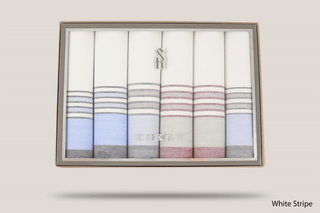 Eskay Gift Boxed Hankies 6pk Hills Hats White Stripe