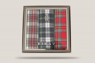 Eskay Gift Boxed Tartan Hankies 3pk Hills Hats Mixed Tartan
