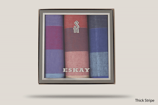 Eskay Gift Boxed Hankies 3pk Hills Hats Thick Stripe