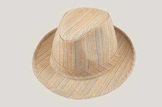 Beige Stripe Mod Trilby Hills Hats