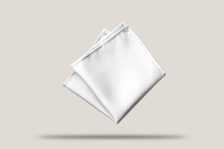 Fellini Italian Satin Pocket Square Hills Hats White