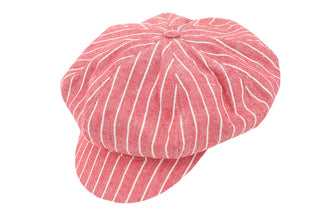 Red Linen Stripe Baker Boy Hills Hats