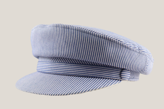 Blue and White Striped Boating Cap Hills Hats